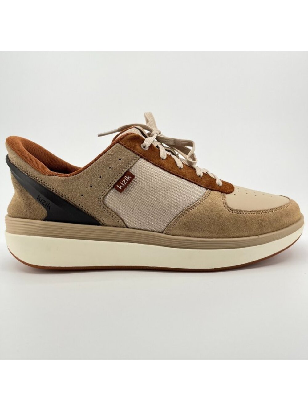 Kizik Brisbane Womens Size 12D Ivory Brown Athletic Hands Free Shoes Sneakers